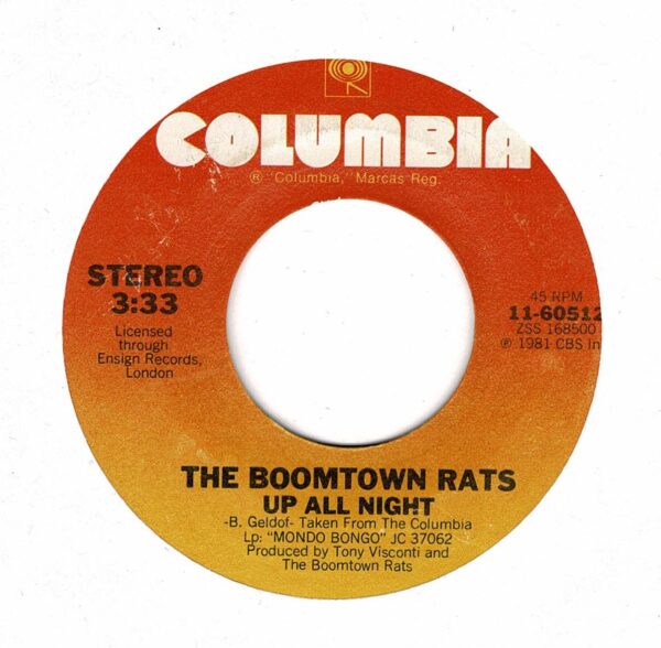 Boomtown Rats - Up all night / Another piece of red - 7"